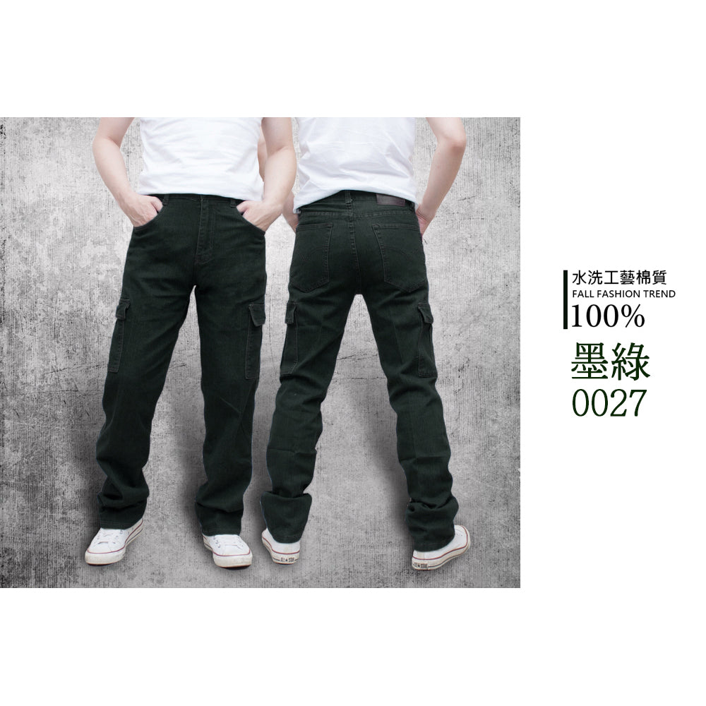 KASO 多口袋牛仔工作褲 夏季薄款牛仔褲 0025
