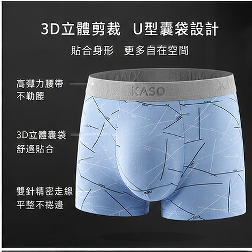 KASO 彈性涼感男生內褲 新線條 新慢條 透氣 內褲 四角褲 平口褲 A01 819