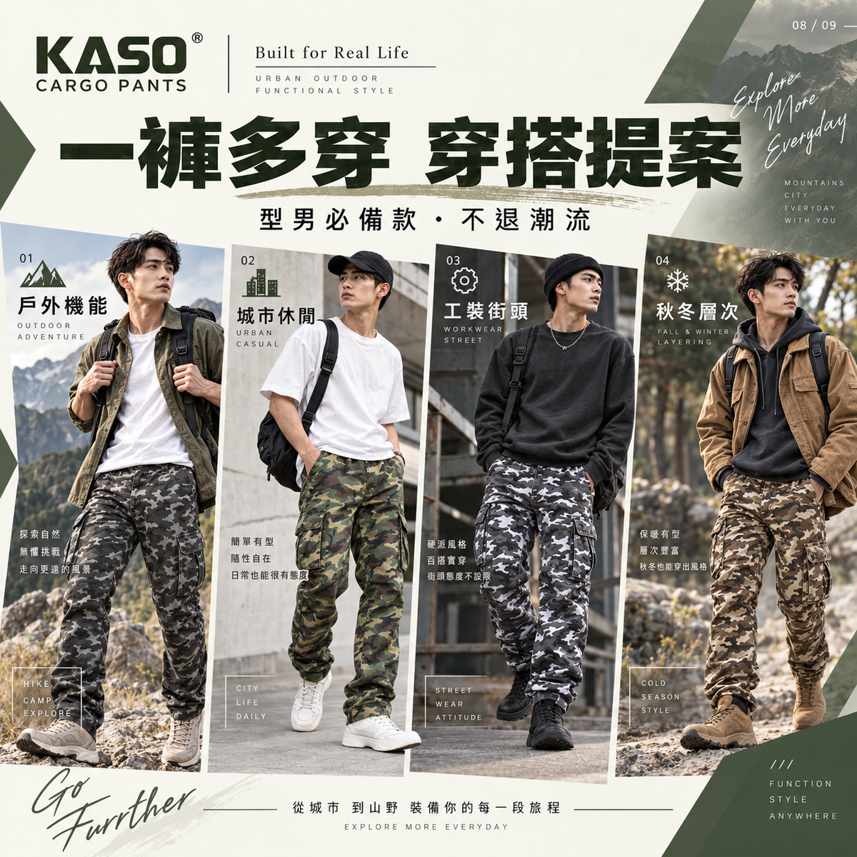 KASO 2606 彈性透氣迷彩多口袋工作褲 商品細節圖 12