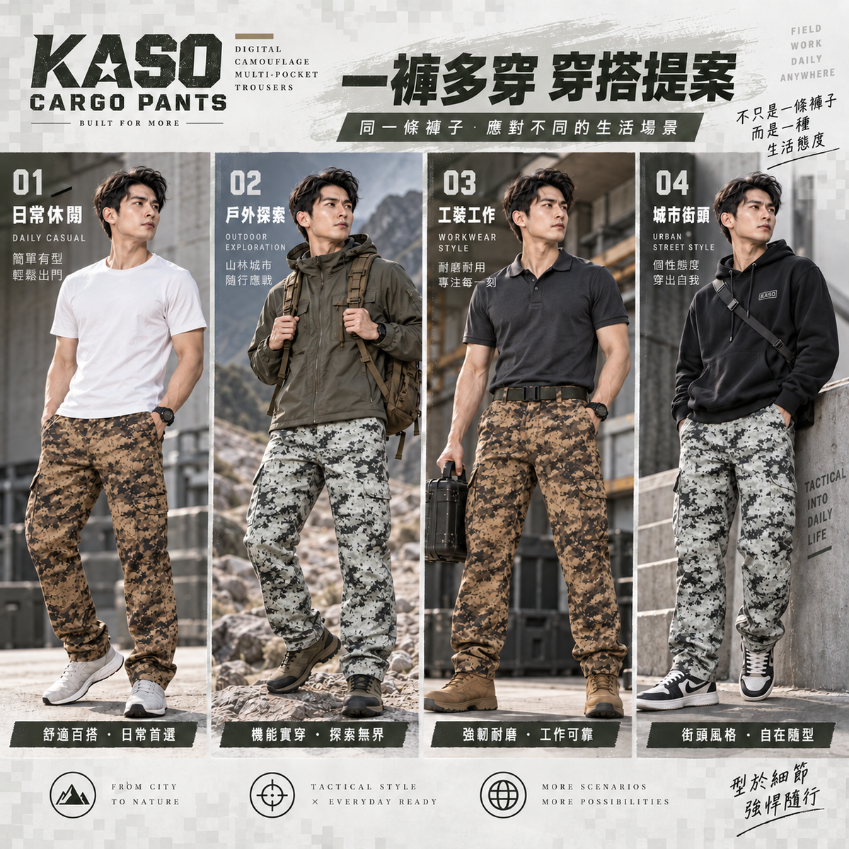 KASO 2028 厚磅彈性數位迷彩多口袋工作褲 商品細節圖 15