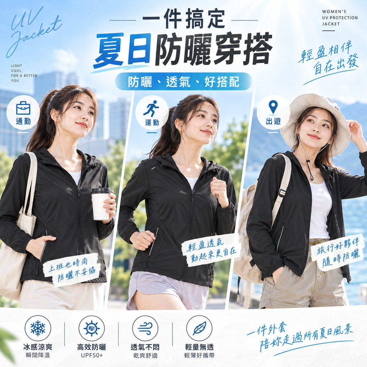 KASO 女版知名同款 涼夏冰感抗UV防曬外套 冰爽降溫連帽外套 薄外套 迷彩運動外套 2166B