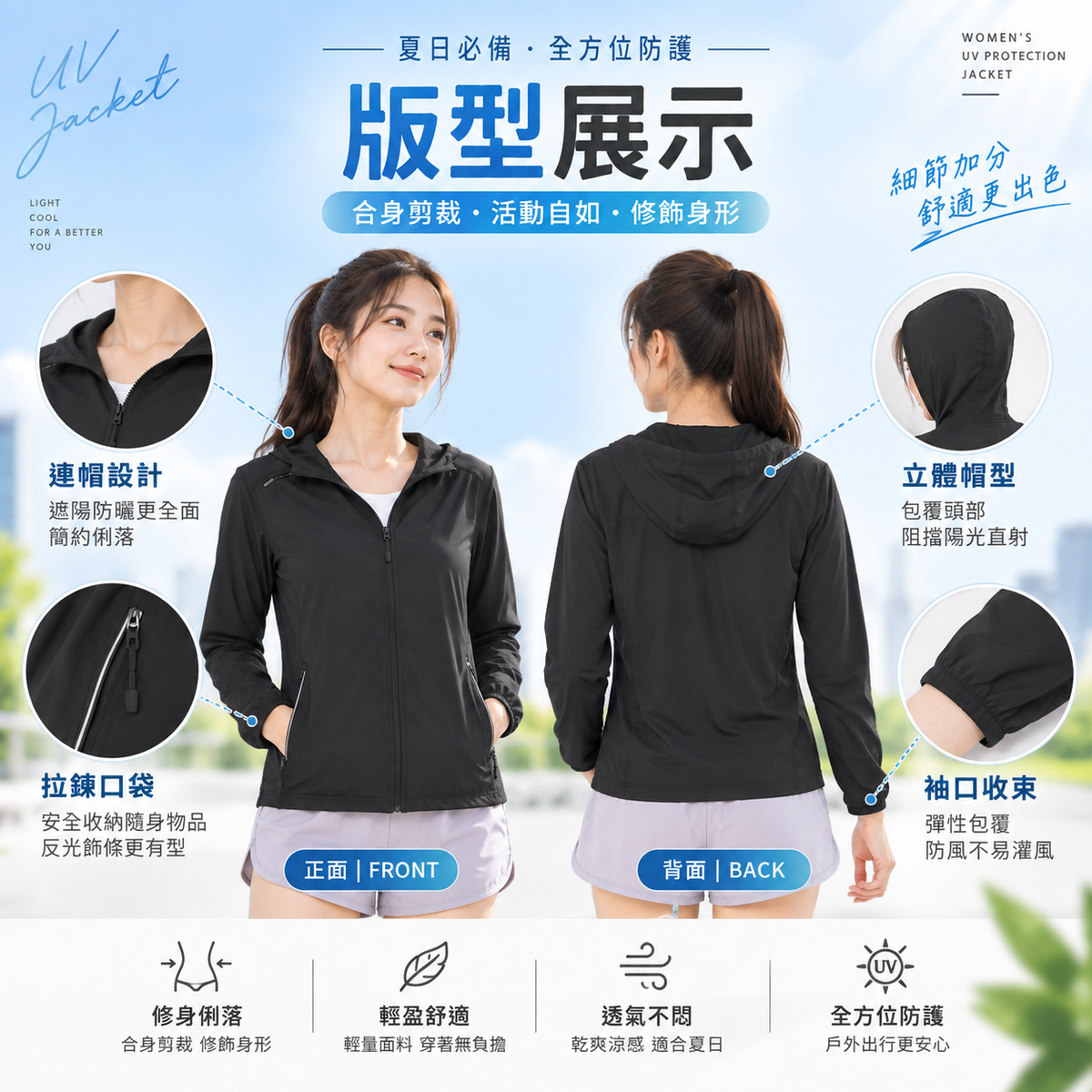 KASO 女版知名同款 涼夏冰感抗UV防曬外套 冰爽降溫連帽外套 薄外套 迷彩運動外套 2166B