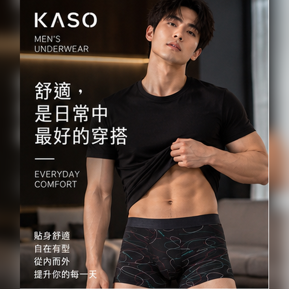 KASO 彈性透氣男生內褲 曲線 涼感 四角褲 平口褲 918